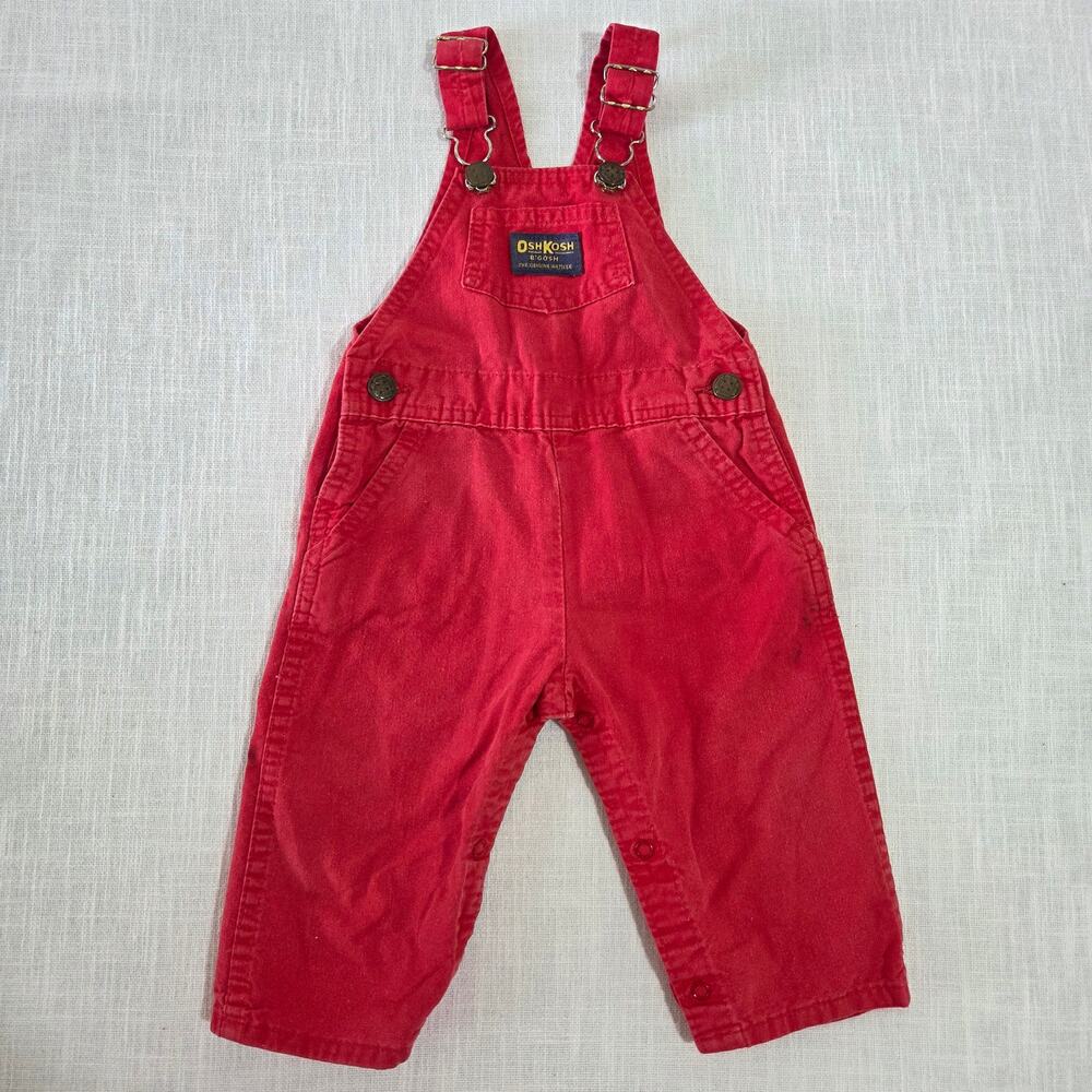 Vintage 80s Oshkosh Red Overalls 9-12 months